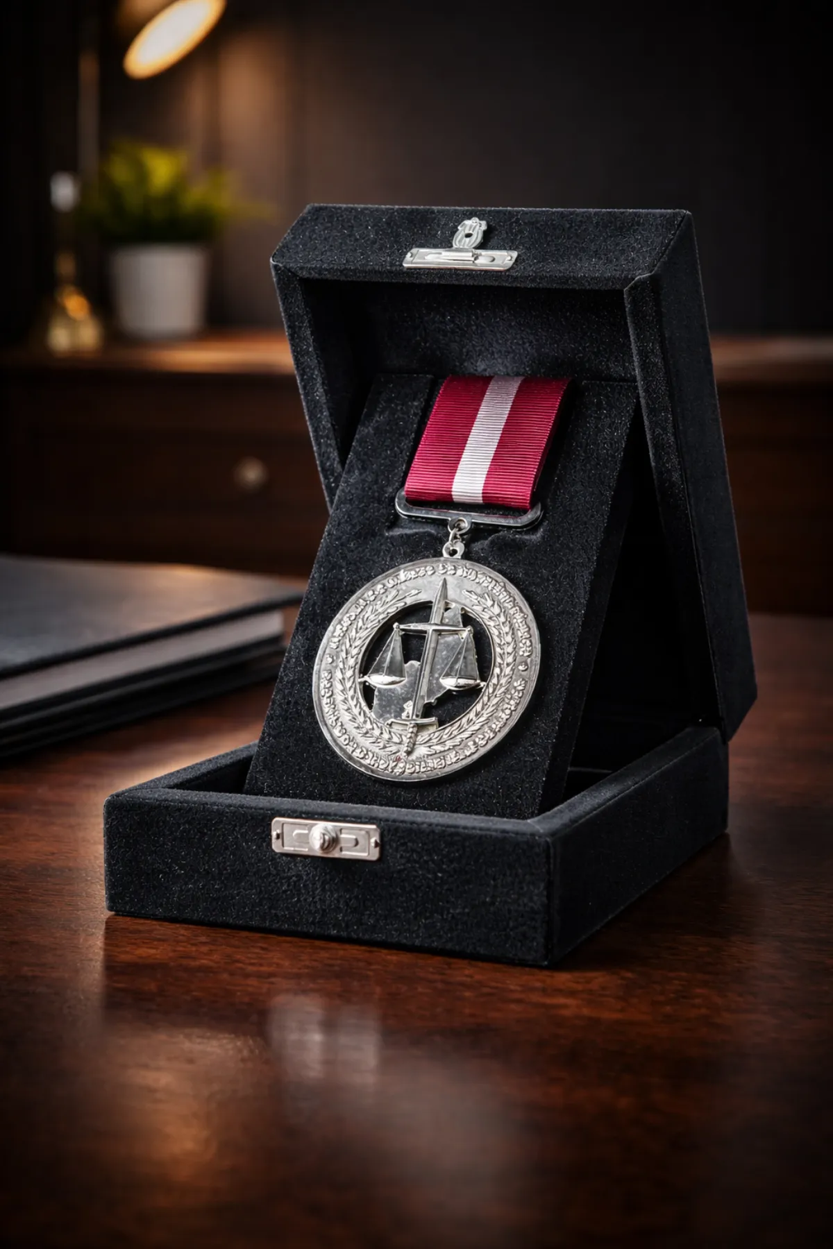 Estojo premium preto para medalha em MDF