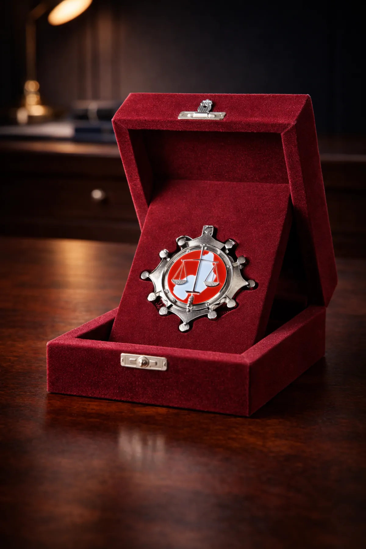 Estojo vermelho para medalha