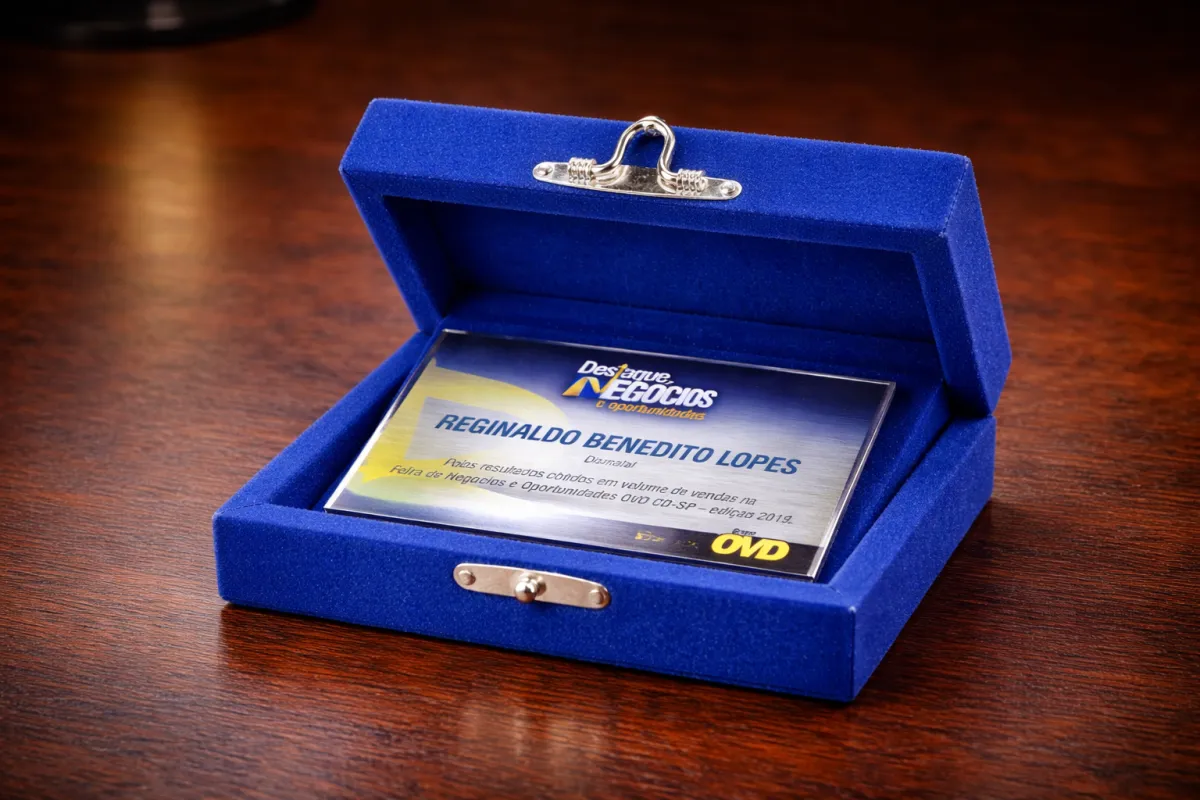 Mini estojo azul sapphire com acabamento premium